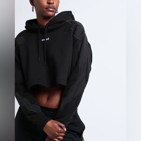 Puma x Koche Hoodie Womens Small Black Cropped Pullover Sweatshirt - Picture 1 of 11